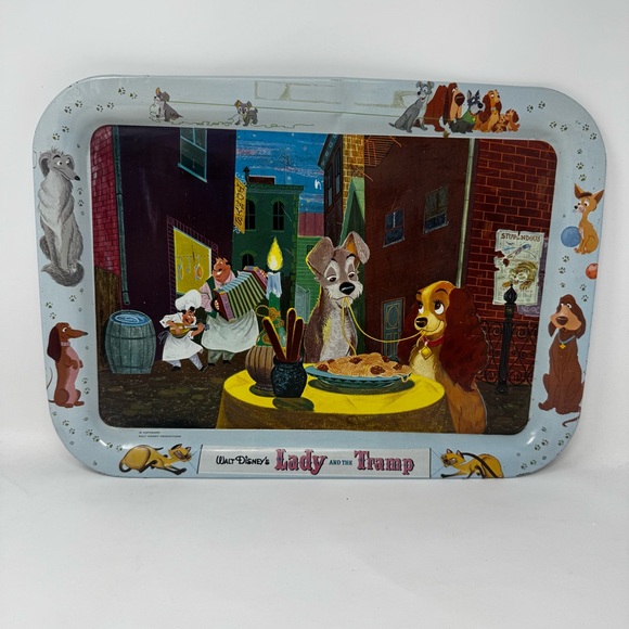Vintage Lady and the Tramp Metal Serving Tray Vintage Disney, Disneyland 1960s - Picture 1 of 12